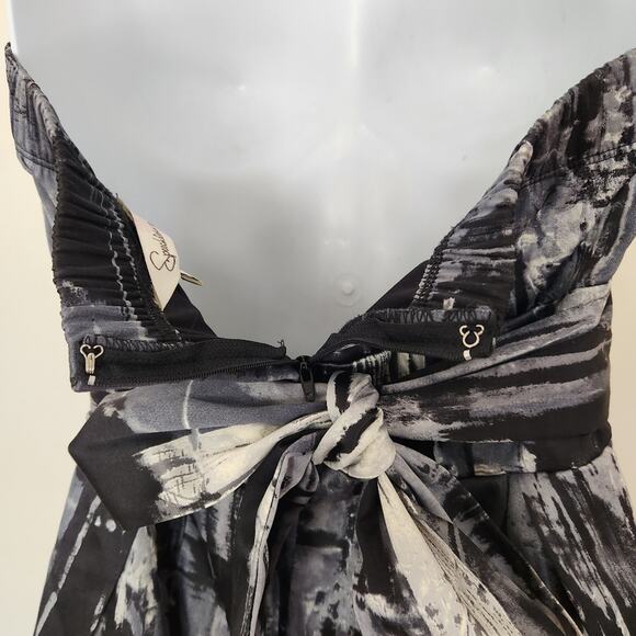 SPEECHLESS Black Gray Printed Strapless Fit and Flare Mini Dress Size 9 - Picture 6 of 11